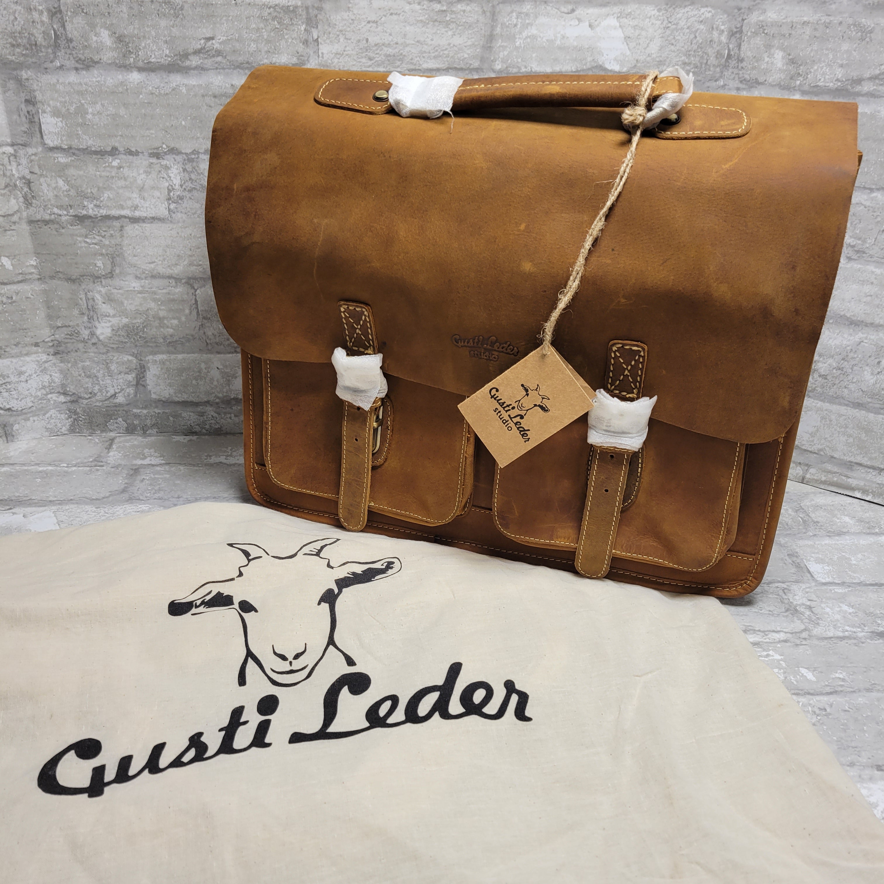 Gusti Pannier Leather Satchel, Briefcase, Teacher’s Bag, Bike Bag, Bicycle Bag (8067645505774)